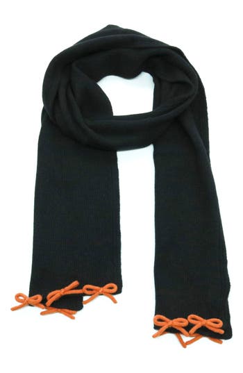 Portolano Bow Trim Scarf In Green