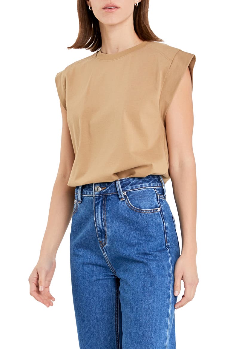 Cap Sleeve Jersey T-Shirt, Alternate, color, TAUPE