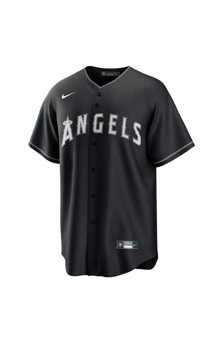 Nike Men's Nike Black/White Los Angeles Angels Official Replica Jersey, Alternate, color,