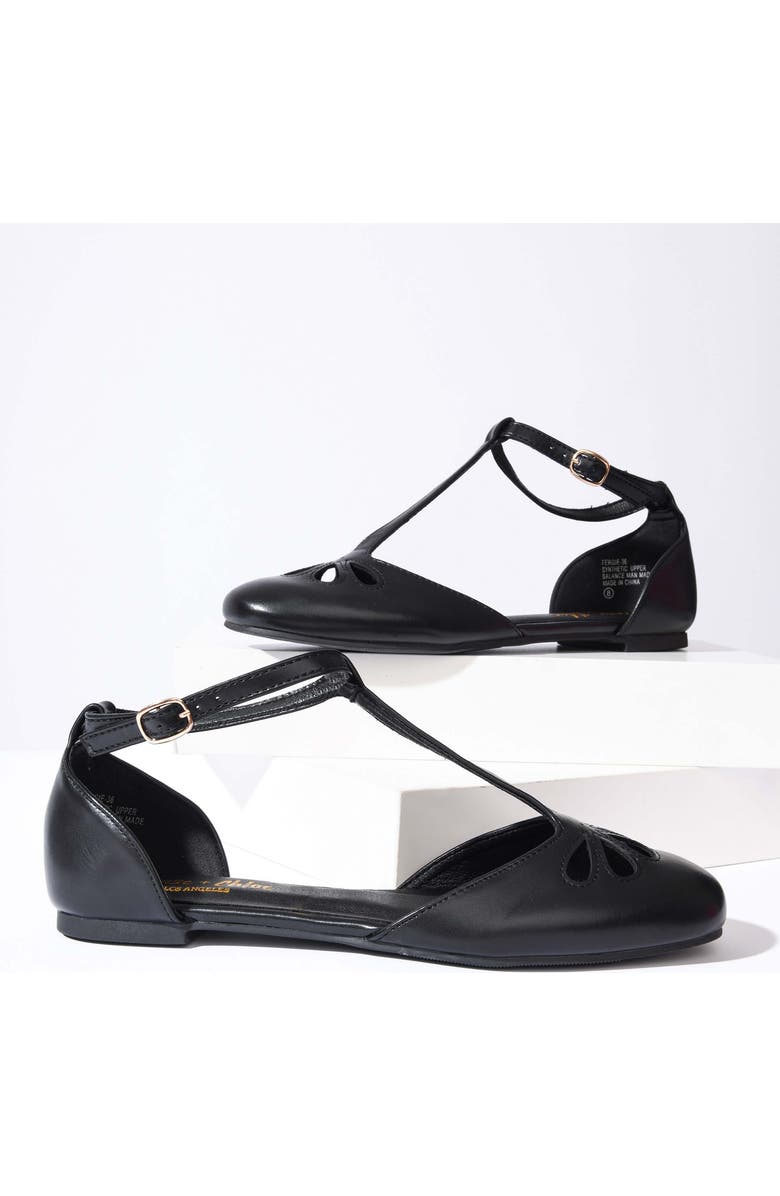 Unique Vintage 1920s Style T-Strap Flats, Alternate, color, Black Leatherette
