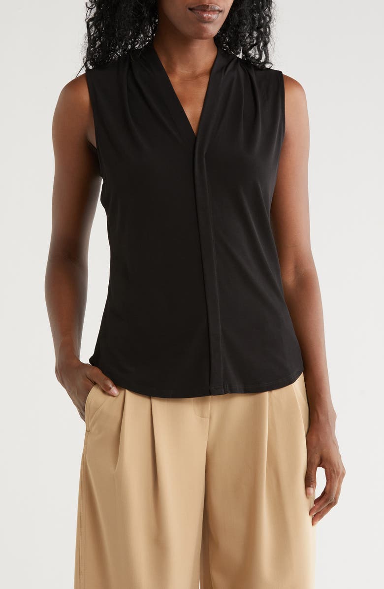 DKNY Stretch Knit Top, Main, color, Black