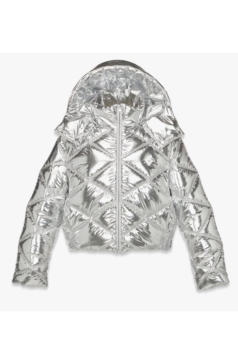 MCM Apres-Ski Quilted Puffer Jacket in Metallic Polyester, Main, color, Silver