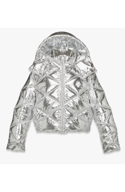 Apres-Ski Quilted Puffer Jacket in Metallic Polyester