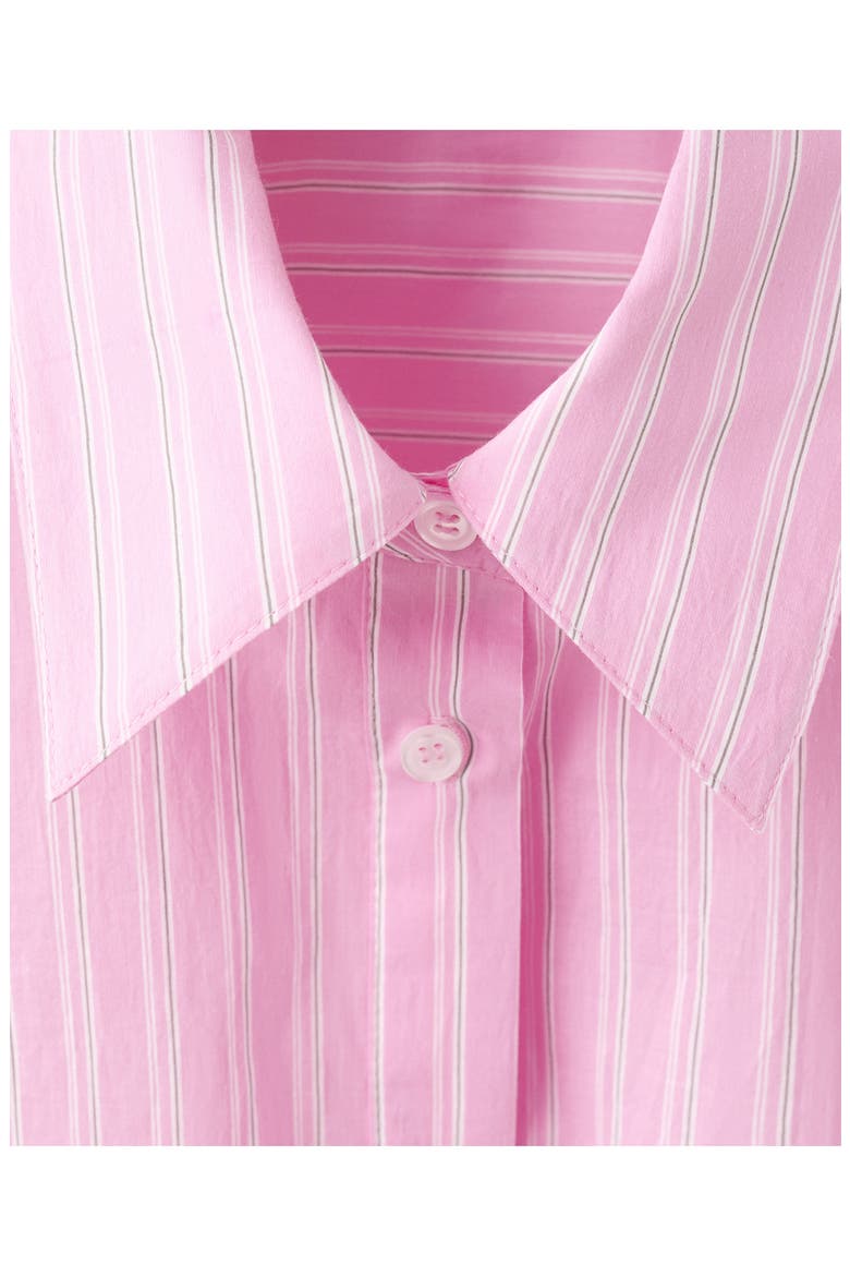 Knotted Stripe Cap Sleeve Button-Up Shirt, Alternate, color, PINK