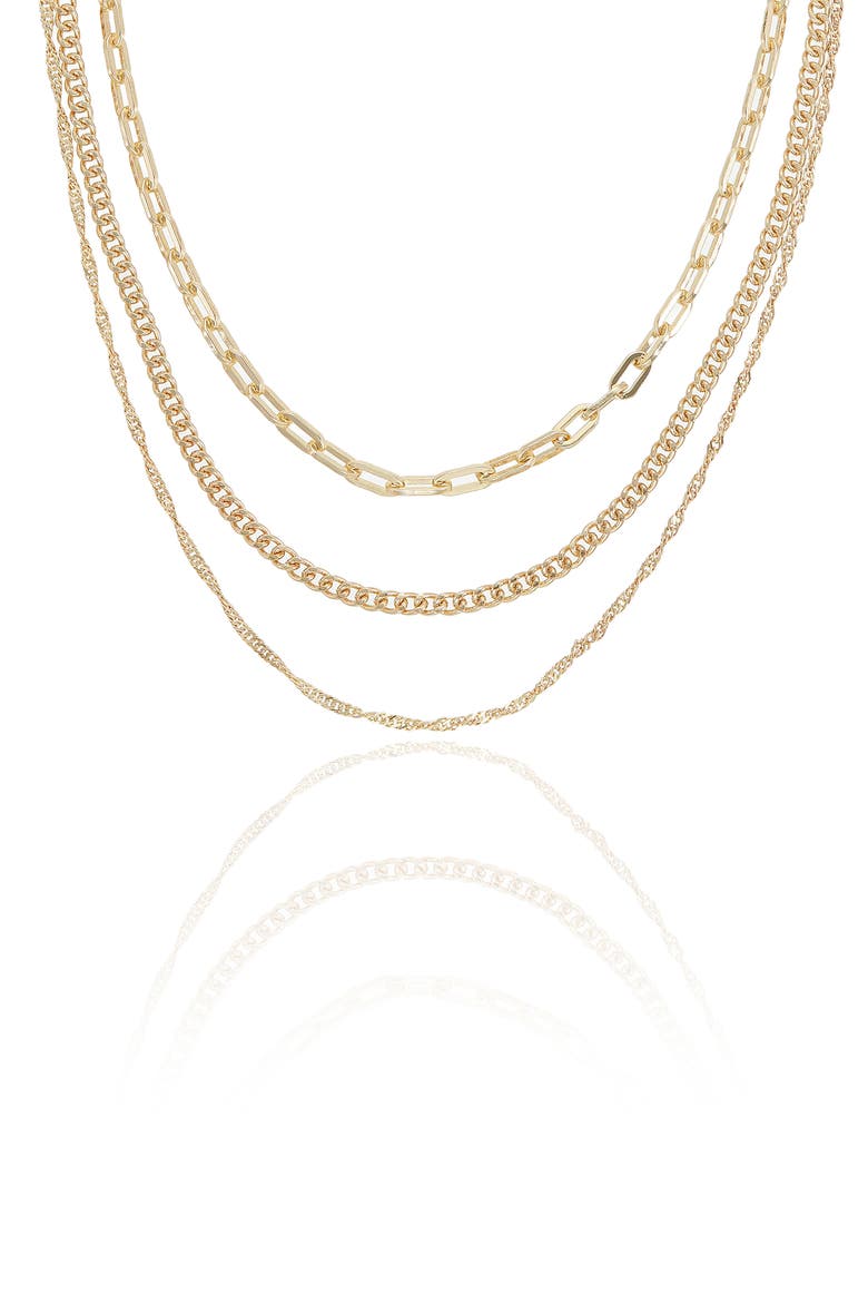 Mixed Links Layered Necklace, Main, color, GOLD