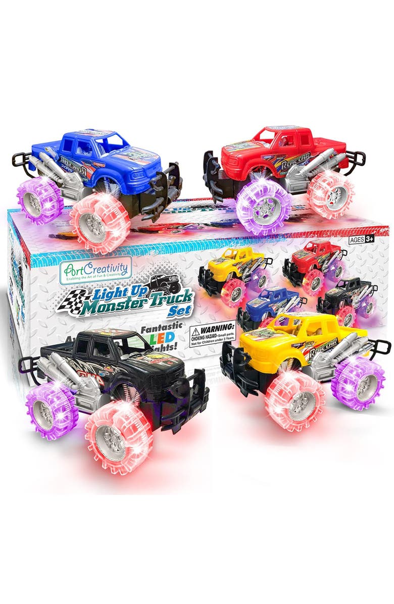 ArtCreativity Light Up Monster Trucks 4 Pack, Alternate, color, Multicolored