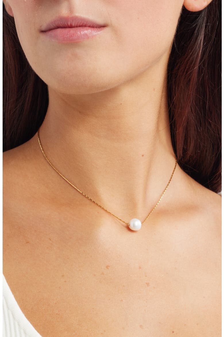 Demi Fine Freshwater Pearl Pendant Necklace, Alternate, color, WHITE- GOLD