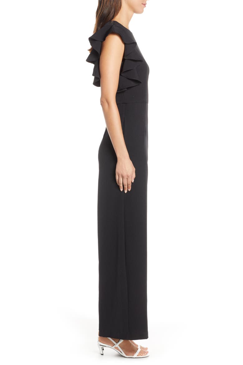 Hunter Crepe Ruffle Shoulder Jumpsuit, Alternate, color, BLACK