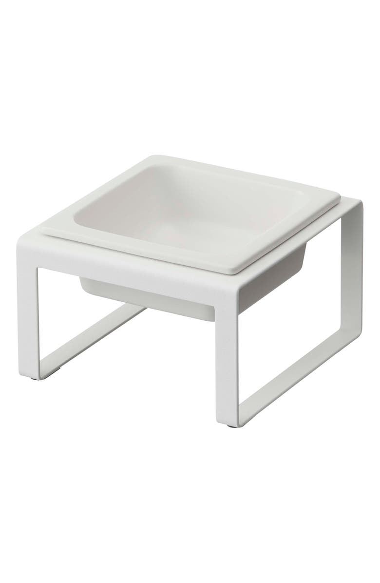Yamazaki Tall Elevated Single Bowl Pet Diner, Main, color, White