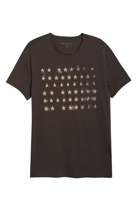 Stars Raw Edge Graphic T-Shirt