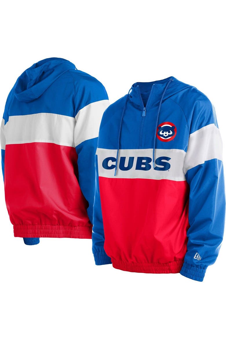 Men's New Era Red Chicago Cubs Raglan Quarter-Zip Hoodie, Main, color, Red