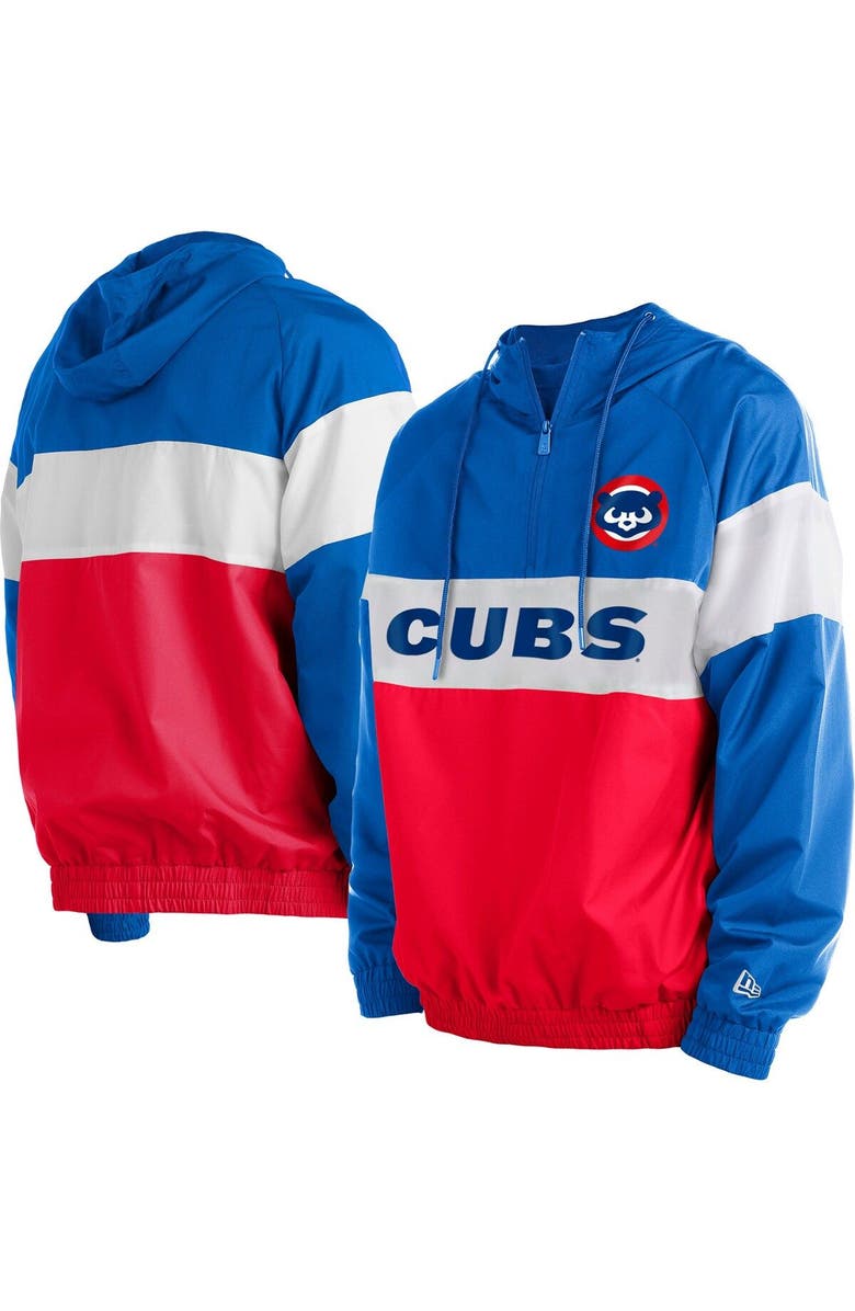 New Era Men's New Era Red Chicago Cubs Raglan Quarter-Zip Hoodie, Main, color, 