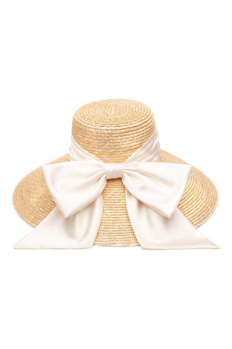 Mirabel Bow Straw Sun Hat, Main, color, NATURAL