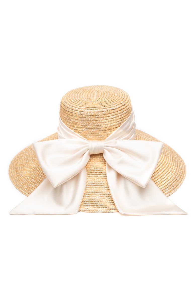 Eugenia Kim Mirabel Bow Straw Sun Hat, Main, color, Natural