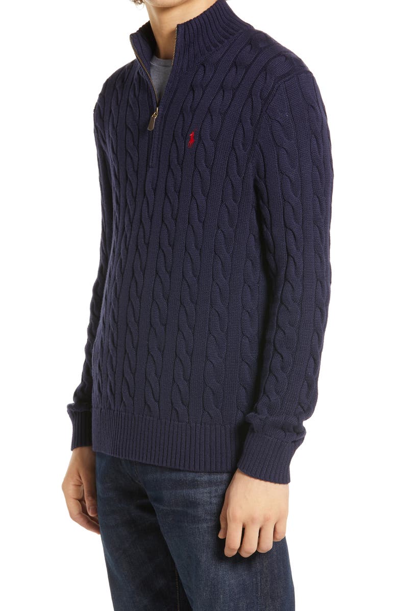 Polo Ralph Lauren Men's Cable Knit Quarter Zip Pullover, Alternate, color,