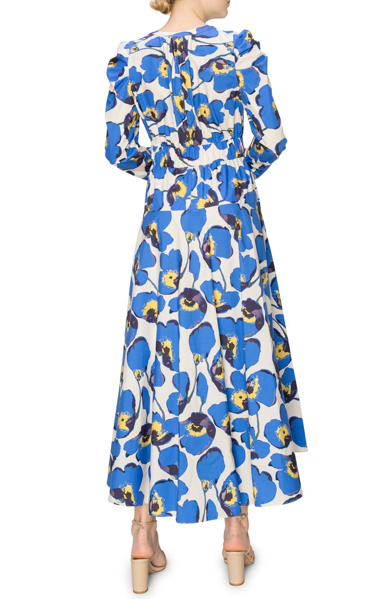 MELLODAY Floral Print Belted Long Sleeve A-Line Dress, Alternate, color, 