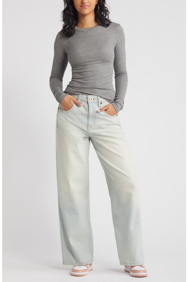 Ribbed Long Sleeve T-Shirt, Alternate, color, GREY CLOUDY HEATHER