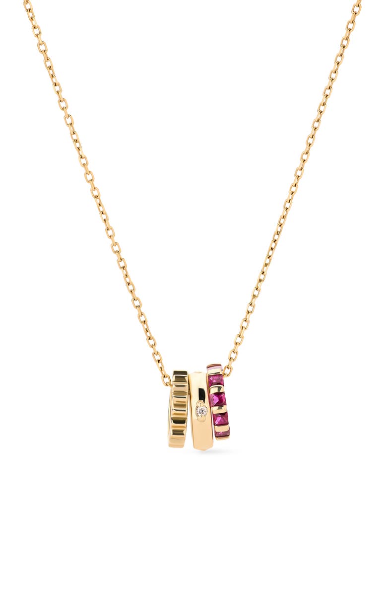 Ana Luisa Solid Yellow Gold - Ruby Zeno Charm Necklace, Main, color, 