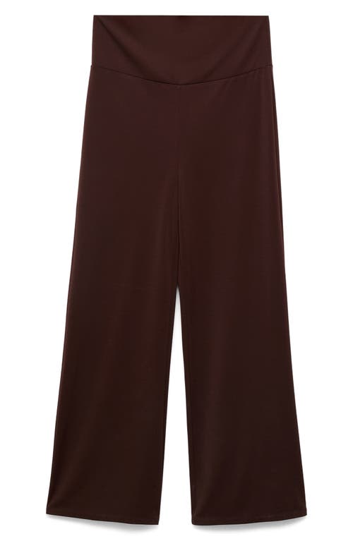 Mango Fine Knit Wide Leg Maternity Pants In Chocolate