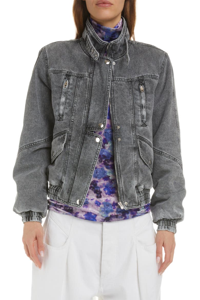 Vlasta Utility Nonstretch Denim Crop Jacket, Main, color, GREY
