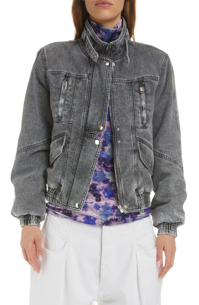 Isabel Marant Vlasta Utility Nonstretch Denim Crop Jacket, Main, color, 