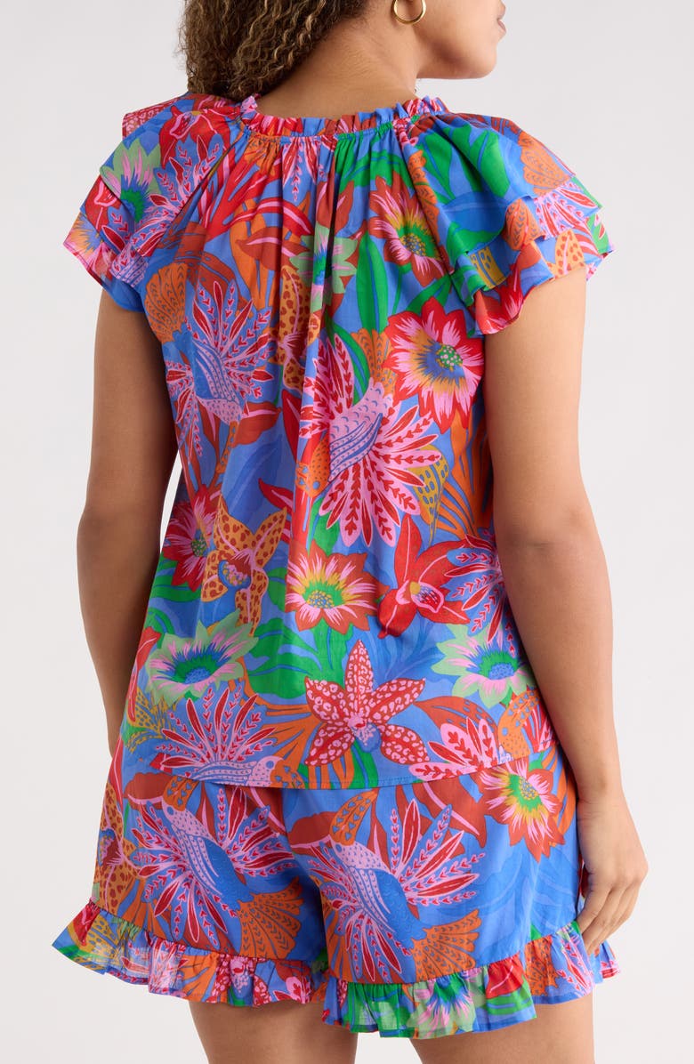 SUGARLIPS Cindal Floral Hita Ruffle Top, Alternate, color, Blue-Pink-Multi