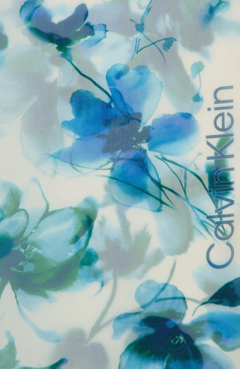 Calvin Klein Watercolor Chiffon Scarf, Alternate, color, Aqua