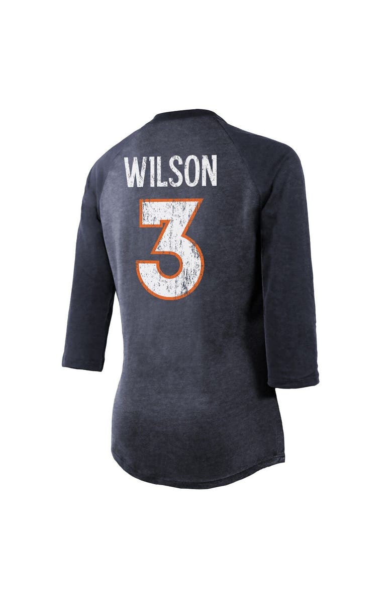 Majestic Threads Women's Majestic Threads Russell Wilson Navy Denver Broncos Name & Number Raglan 3/4 Sleeve T-Shirt, Alternate, color, 