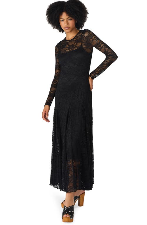 Steve Madden Elona Lace Long Sleeve Maxi Dress In Black