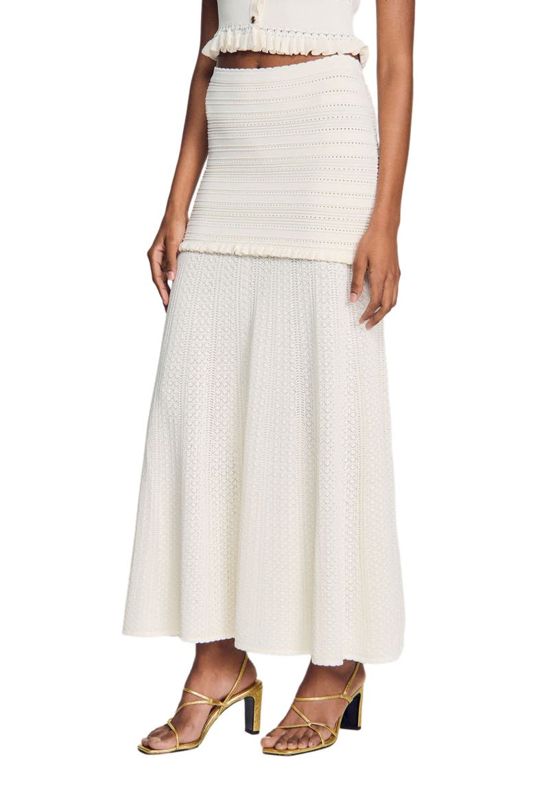 Pointelle knit maxi skirt, Alternate, color, Ecru