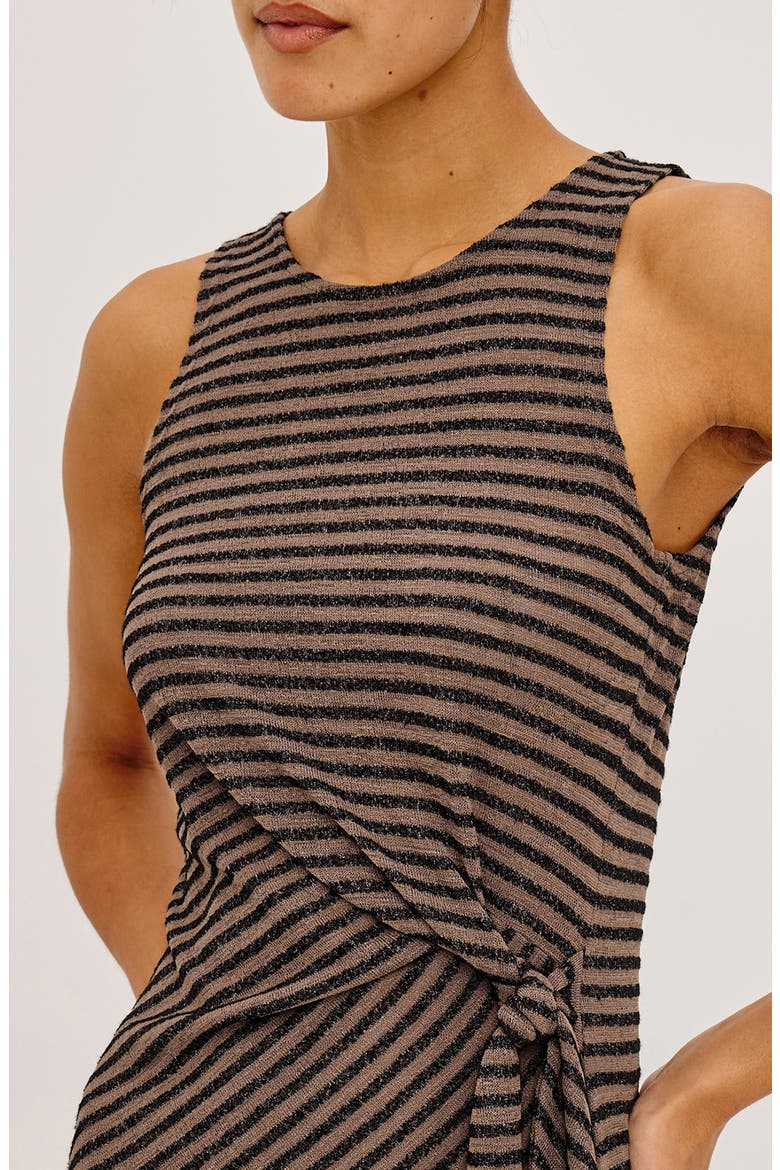 Ricky Tie Waist Sleeveless Knit Midi Dress, Alternate, color, ONYX COCOA STRIPE