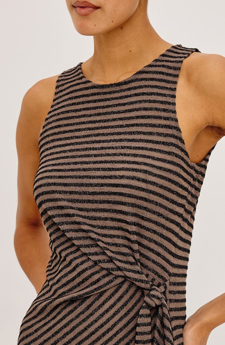 Rails Ricky Tie Waist Sleeveless Knit Midi Dress, Alternate, color, Onyx Cocoa Stripe