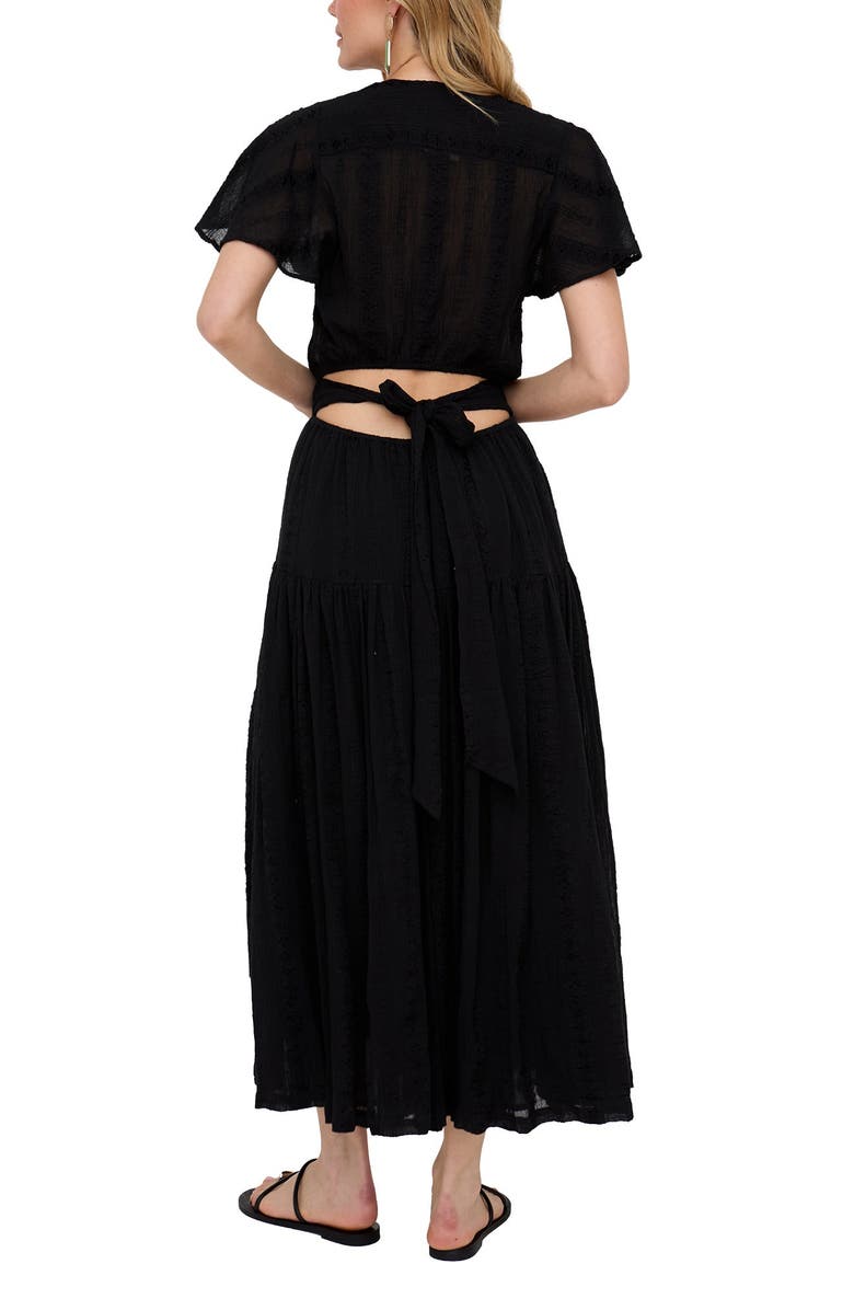 Raffya Candice Flutter Sleeve Jacquard Maxi Dress, Alternate, color,