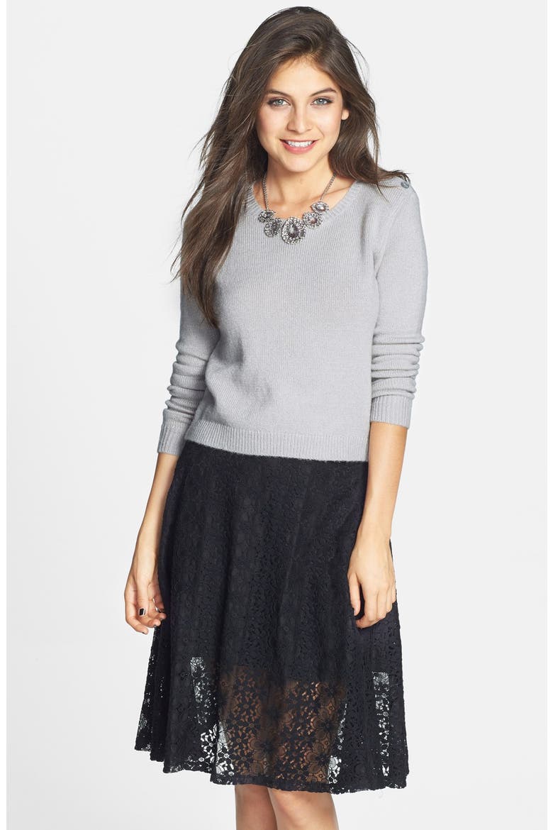 Long Sleeve Crop Pullover, Main, color, GREY MICRO