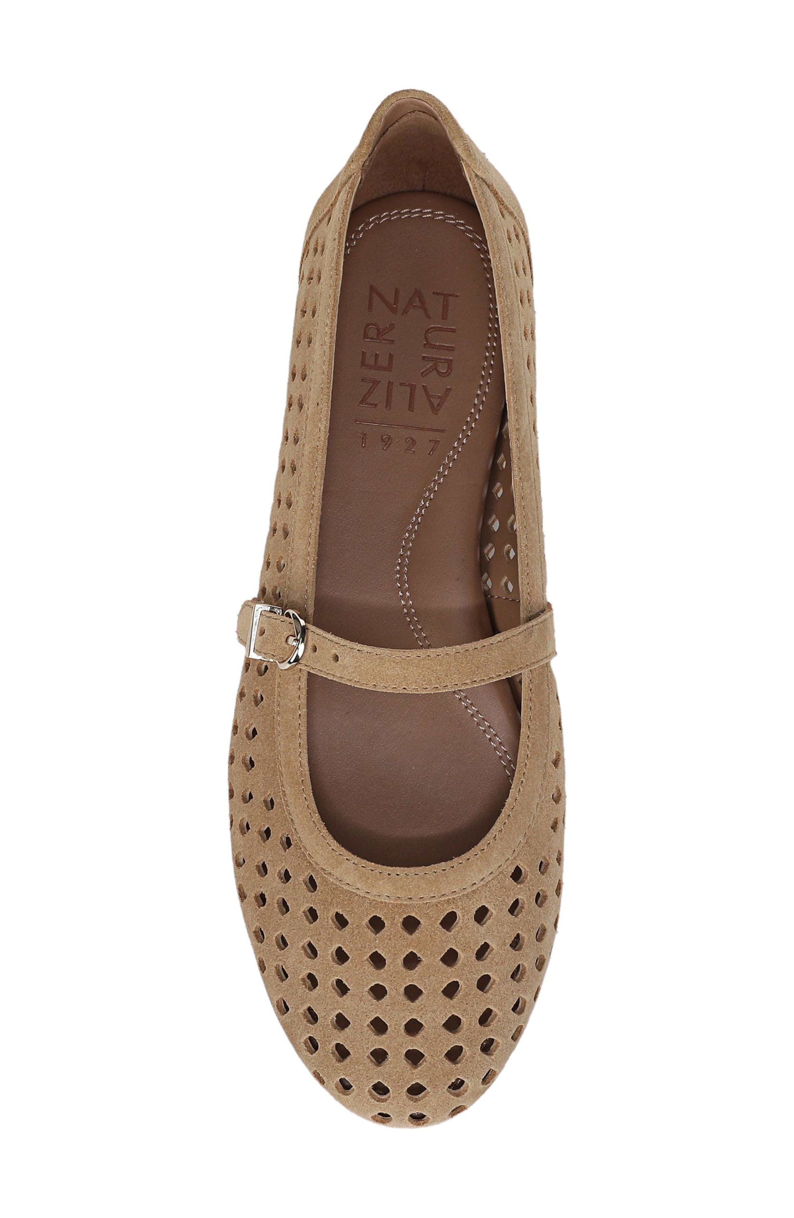 Naturalizer Aria Perforated Flat, Alternate, color, Dune Dust Tan