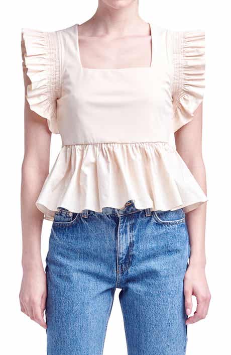 English Factory Ruffle Peplum Top