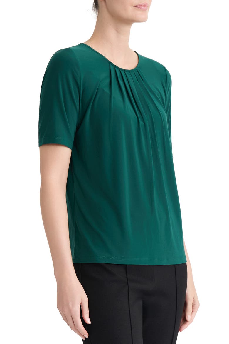 Pleated Neck Top, Alternate, color, EVERGREEN