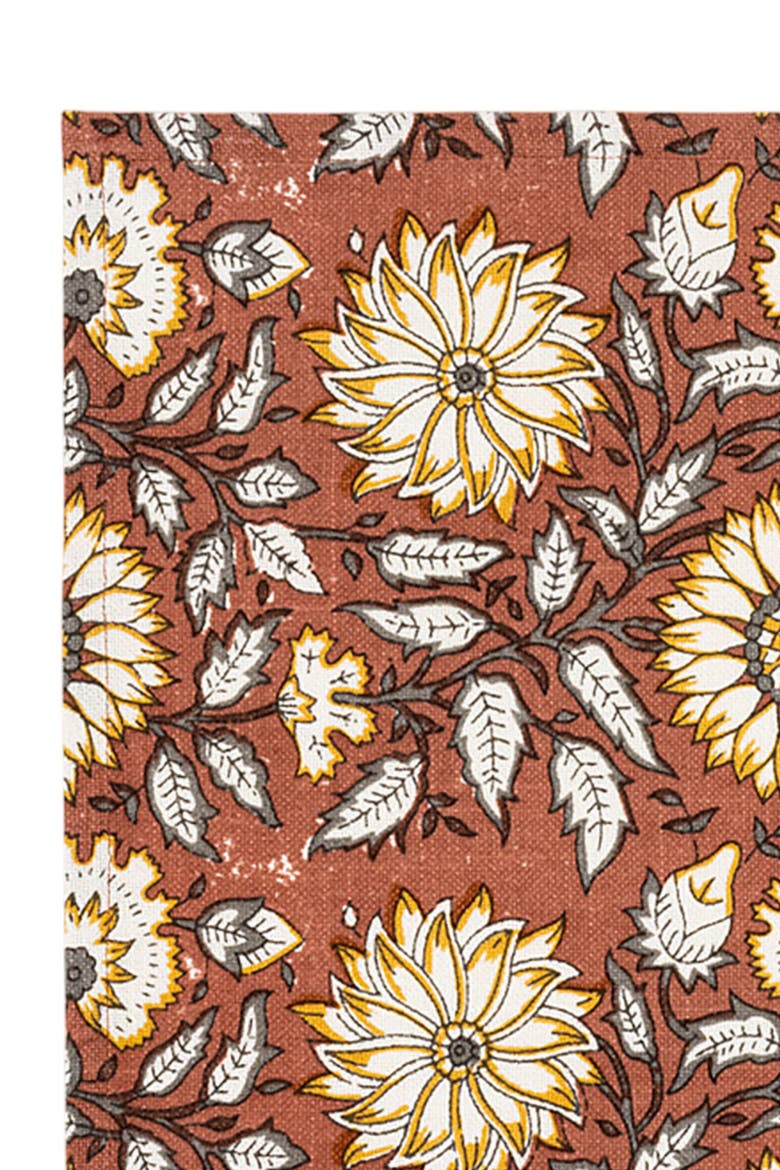 Bundi Block Printed 100% Cotton Napkin Set Of 6, Alternate, color, Brown