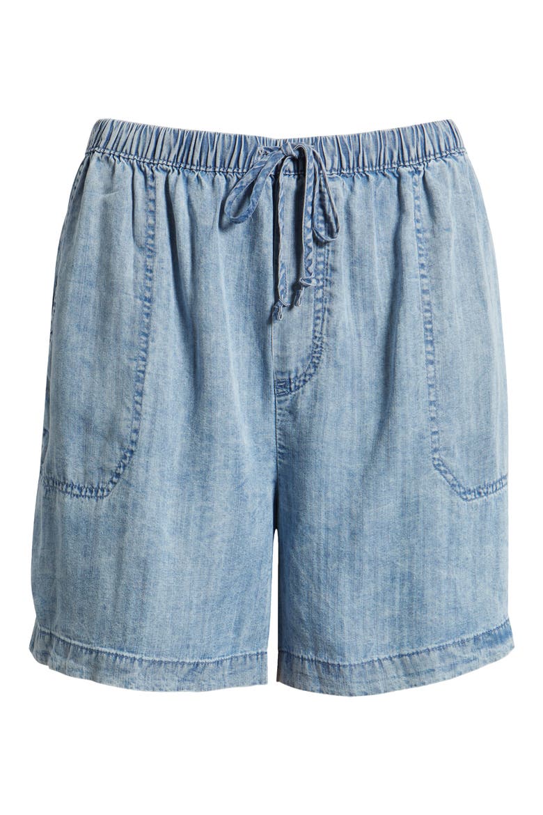 Yoko Tie Waist Chambray Shorts, Alternate, color, MEDIUM WASH