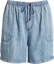 beachlunchlounge Yoko Tie Waist Chambray Shorts