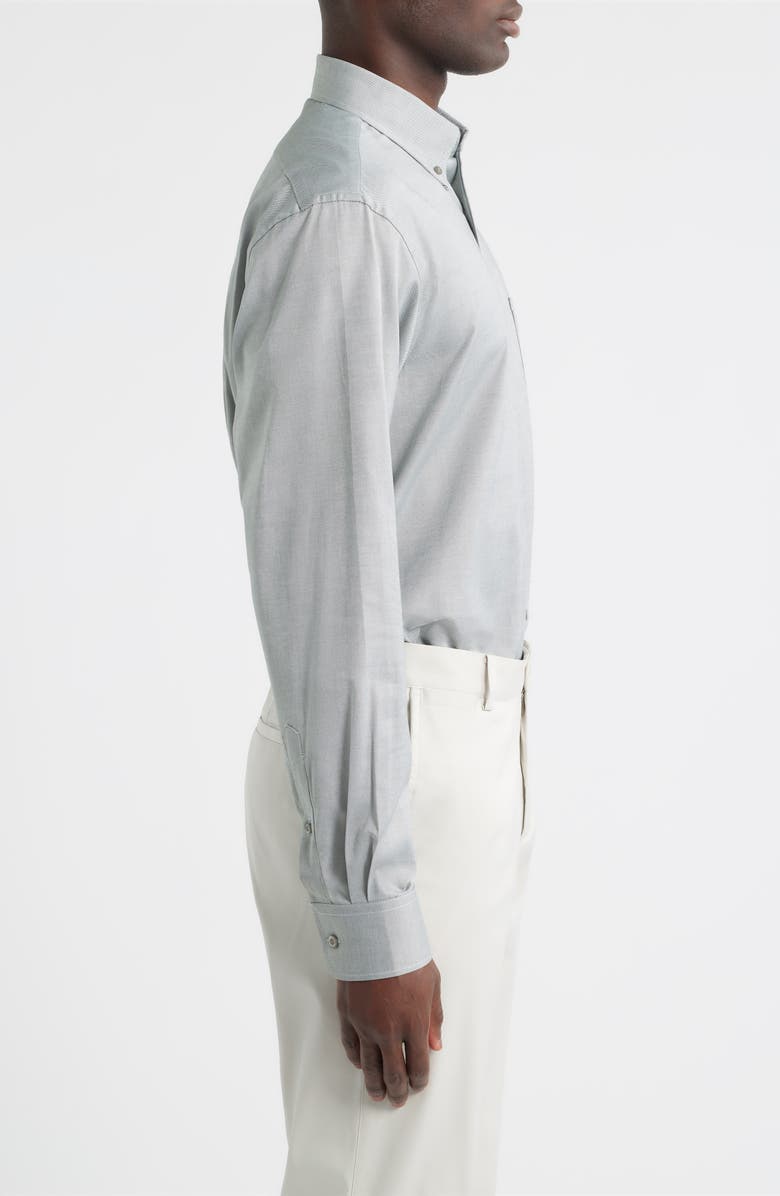 Roffe Accessories Eagle Regular Fit Light Grey Cotton Button-Down Oxford Shirt, Alternate, color, Charcoal