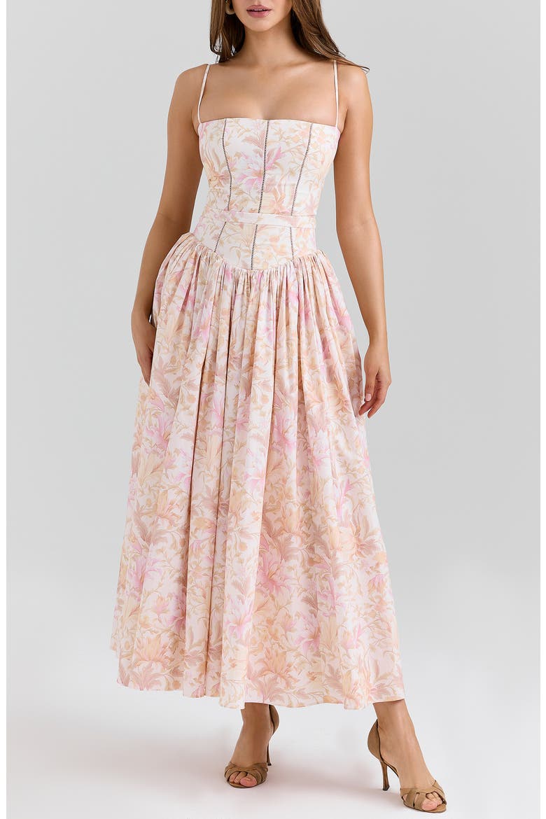 Ysabella Floral Maxi Sundress, Main, color, PEACH FLORAL PRINT