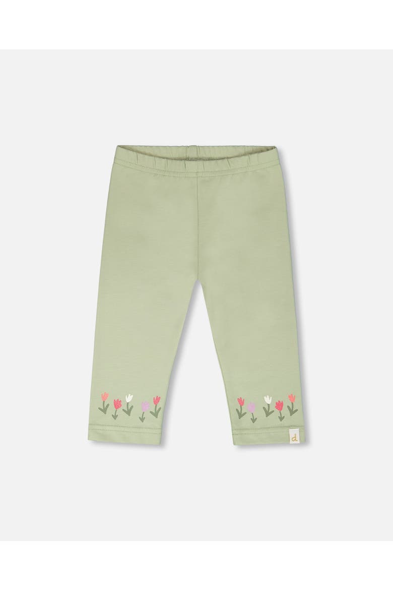 Organic Cotton Jersey Slim Fit Floral Capri, Main, color, Light Khaki Green