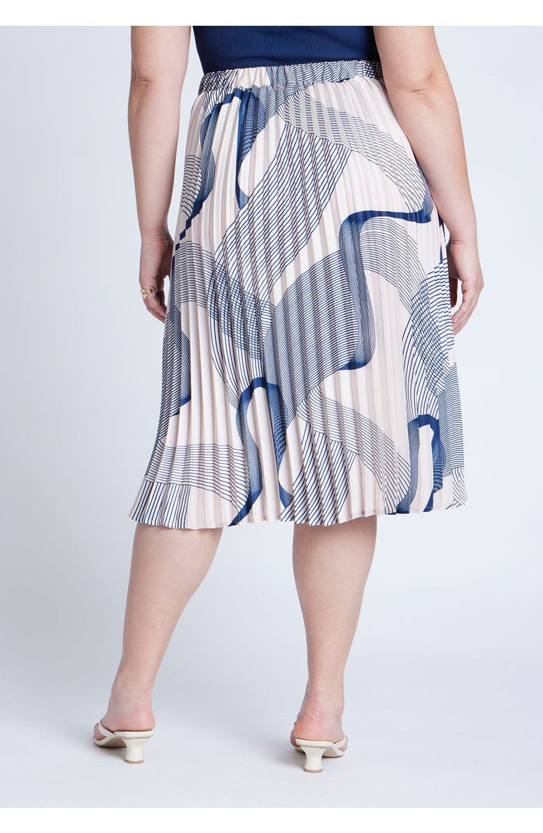 ELOQUII Pleated Midi Skirt, Alternate, color, Linear Curves