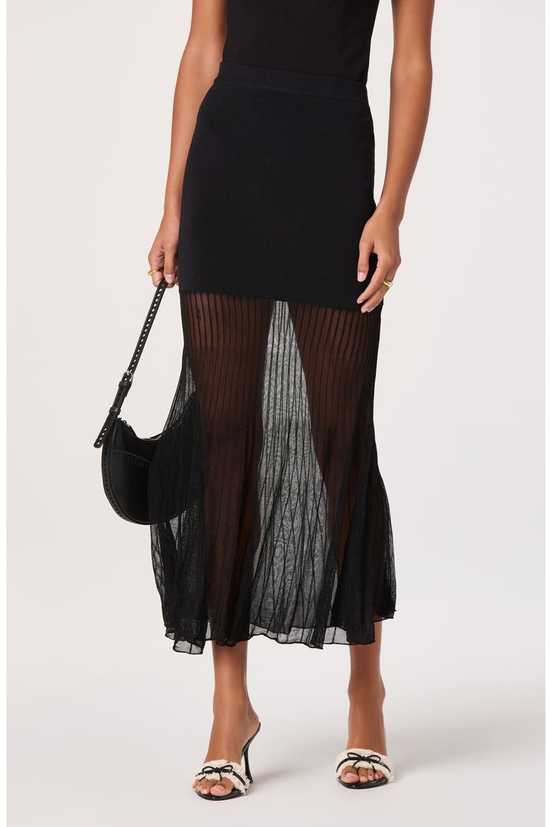 Contrast Knit Skirt, Main, color, BLACK