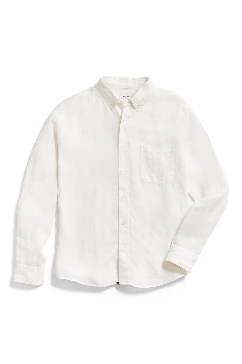 Tuscumbia Standard Fit Linen Button-Down Shirt, Main, color, WHITE