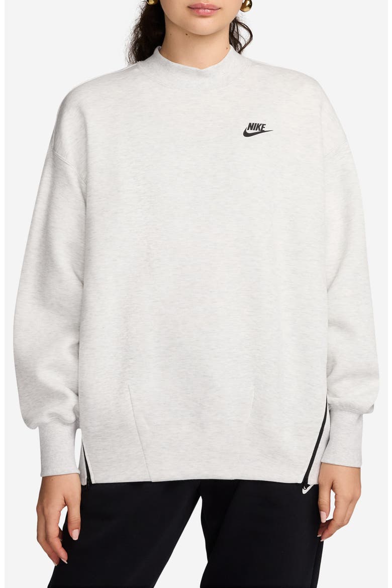 Sportswear Oversize Mock Neck Tech Fleece Sweatshirt, Main, color, 013 013 LTGREY/BLACK