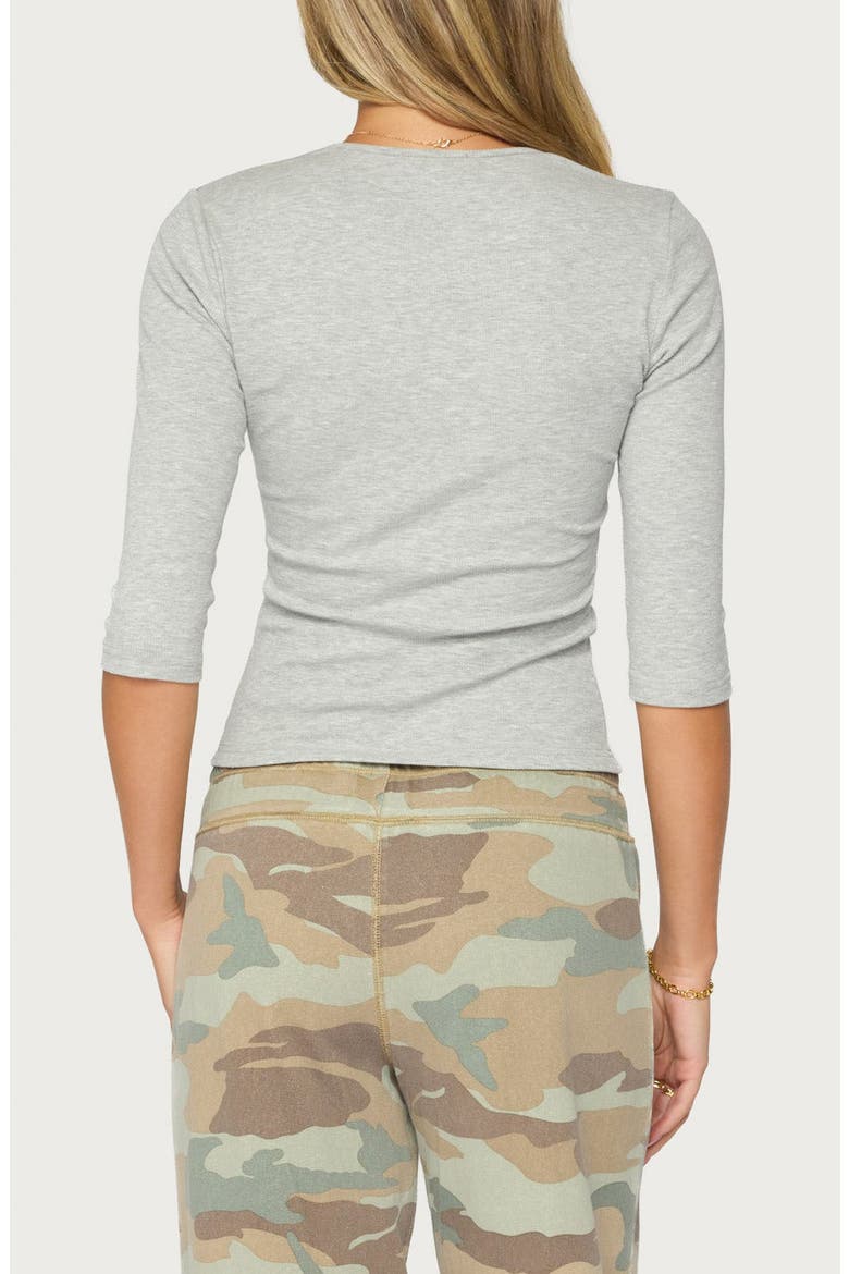 Quila Ribbed Three-Quarter Sleeve Top, Alternate, color, GRAY-MELANGE