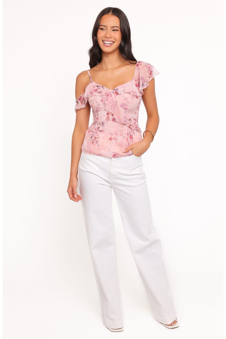 Xandra Floral Ruffle Georgette Top, Alternate, color, PINK FLORAL