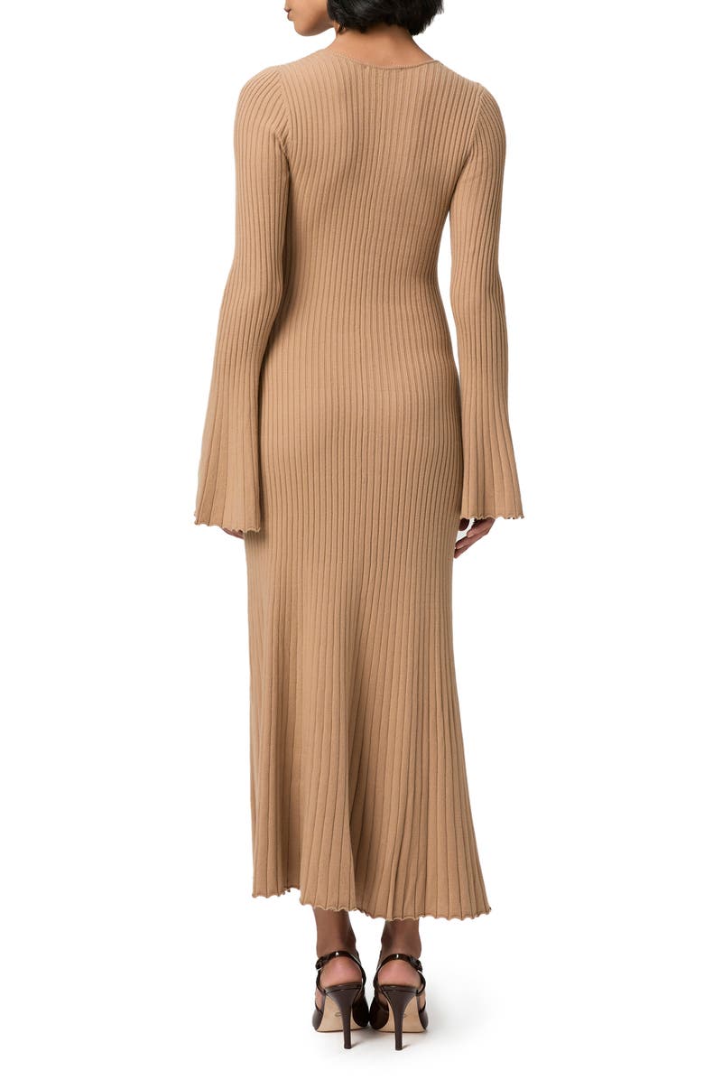 PAIGE Bel Long Sleeve Rib Sweater Dress, Alternate, color, Dark Camel